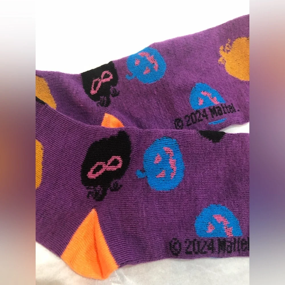 Barbie jack o lantern print  black halloween socks size 9-2.5 new‎